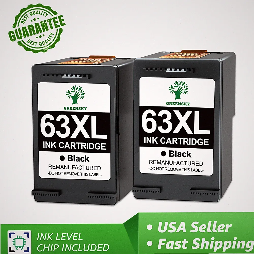 2pk 63 XL Black Combo Ink for HP 63XL OfficeJet 5222 5232 5252 5255 Printer