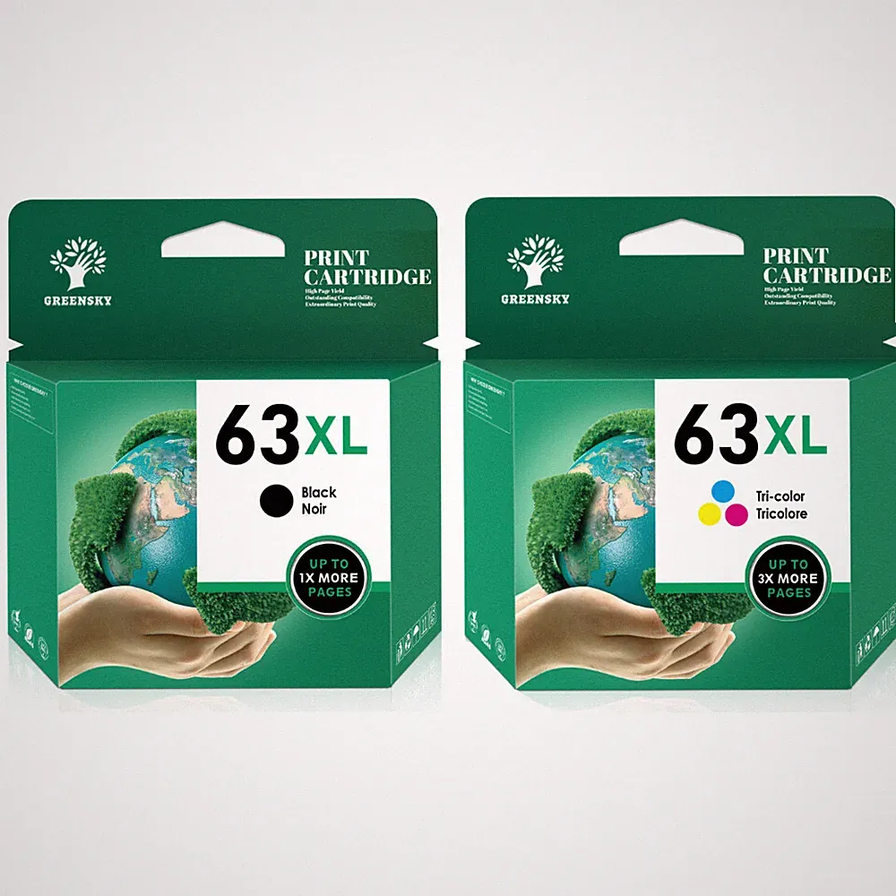 2PK 63XL 63-XL Black & Tri-Color Premium ink cartridge combo for HP printers