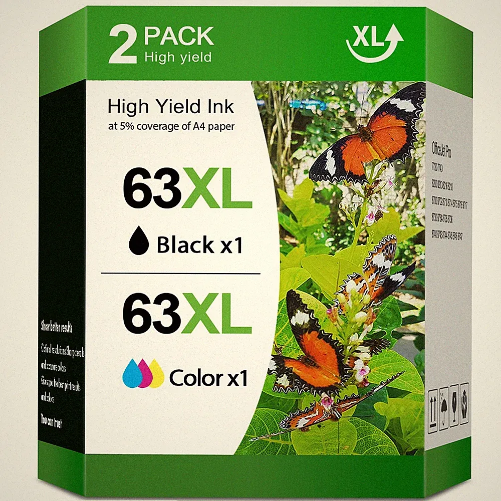 63 XL Ink Cartridges for HP Envy 4516 4520 4512 OfficeJet 3830 4650 5255 Printer