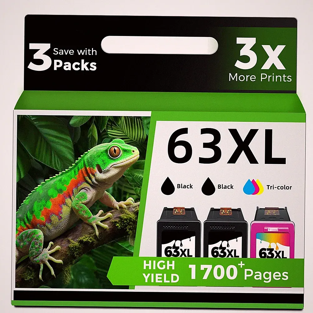 63XL Ink Cartridge Combo Pack - 2 Black & 1 Color Replacement for HP Printers