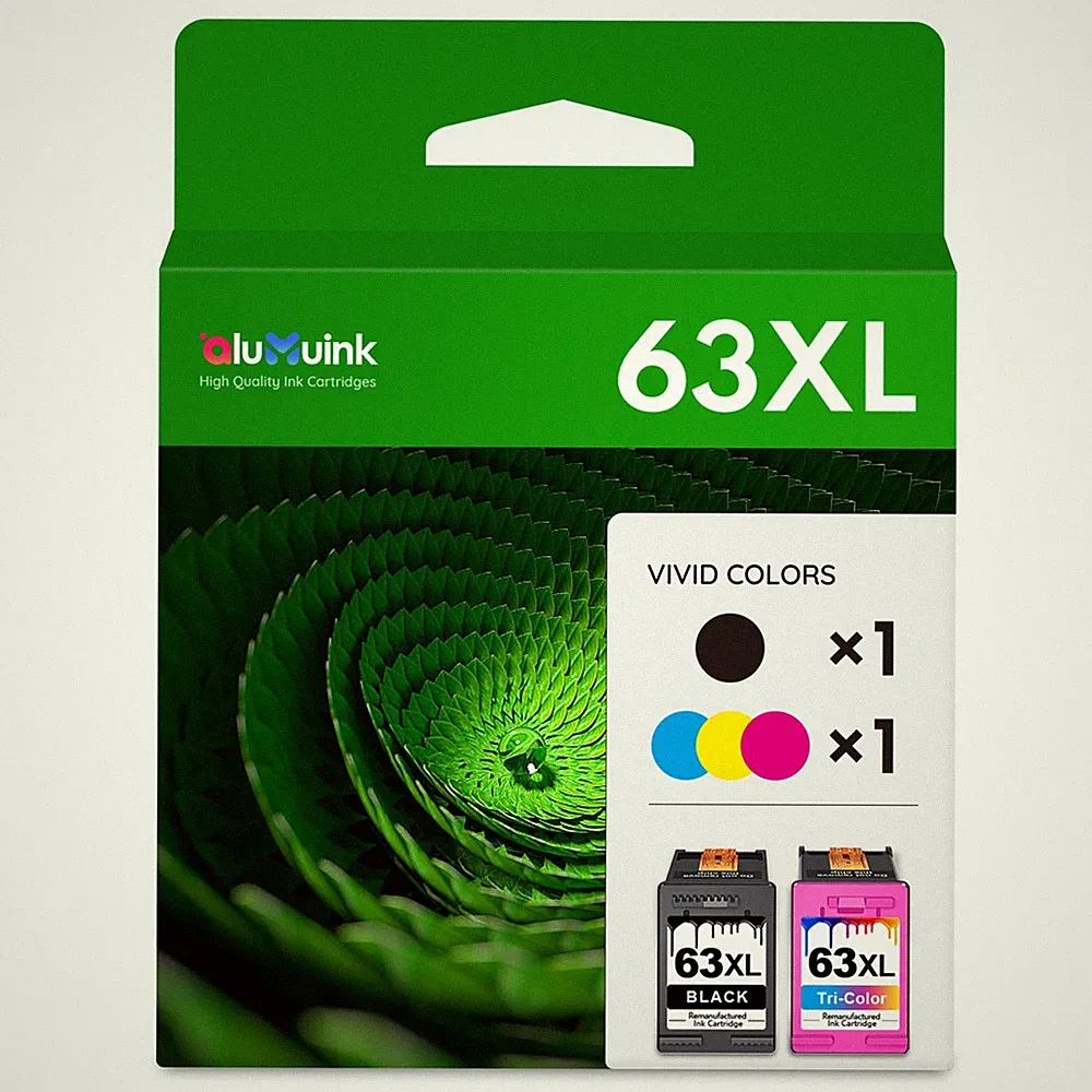 63XL Ink Cartridge Combo Pack Replacement for HP 63 XL 63 Ink With New Chip