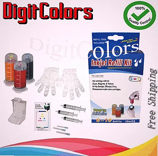 cartridge ink bottle refill kit box for HP 62 ink 62xl 64 65 HP63XL color w tool
