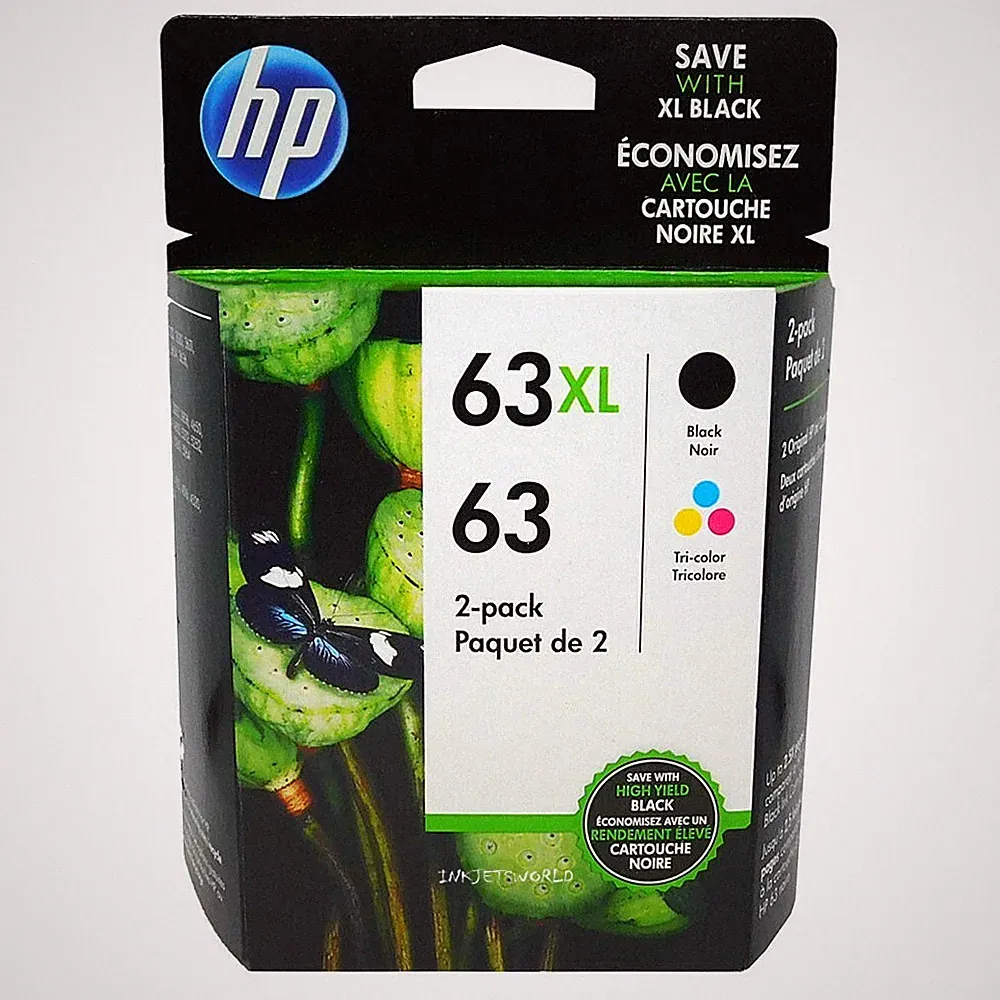 Genuine HP 63XL Black HP 63 Regular Color Ink Cartridges Combo