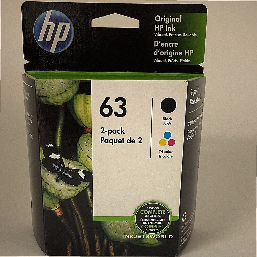 HP 63 Genuine Black Color Ink Cartridges Combo 2 Pack New