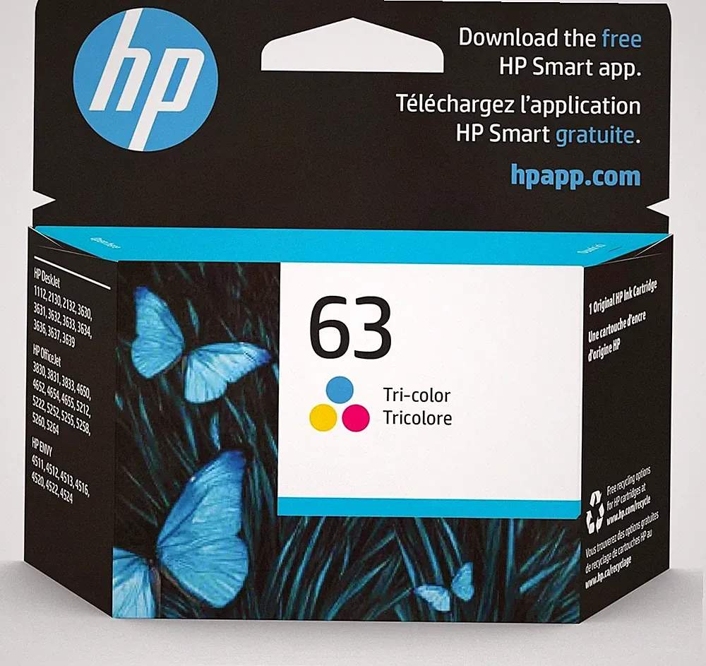 HP 63 Tri-color Ink Cartridge for HP Printers: Deskjet, ENVY | EXP JAN2027