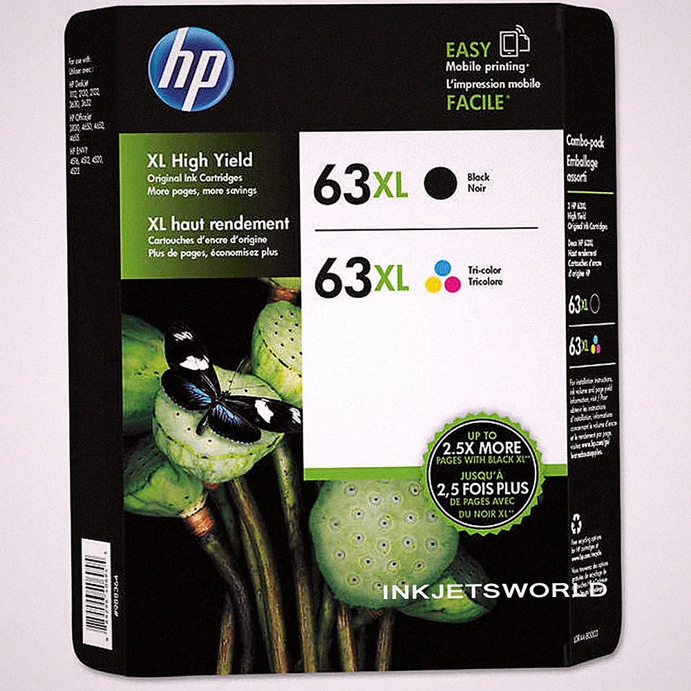 HP 63XL Black and Color Combo Ink Cartridges Set Genuine in Box