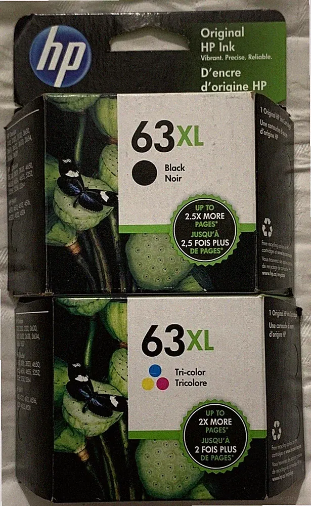 HP 63XL Black Tricolor Combo L0R44BN -F6U63AN & F6U64AN Genuine Sealed Foil Pack