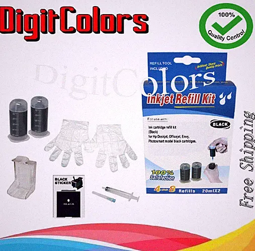 Ink cartridge refill bottle for HP63xl 63 62 62XL 64 65 ink tool kit box-Black