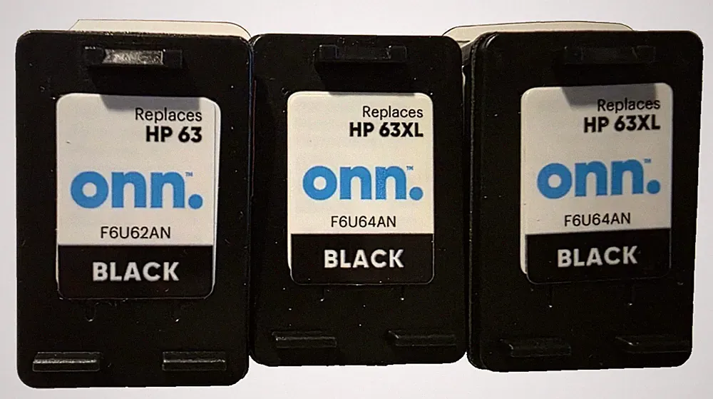 Onn Ink Cartridge • BLACK 63 HP & 63XL HP NEW - LOT OF 3 Open Best By: 3/2025+